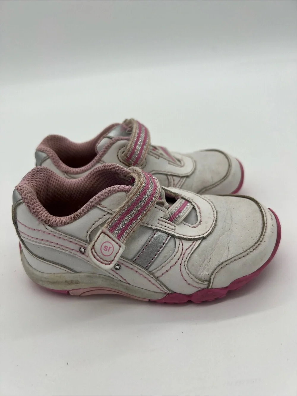 Stride Rite Girls White Pink Sneakers Sz 6.5 - Picture 5 of 7